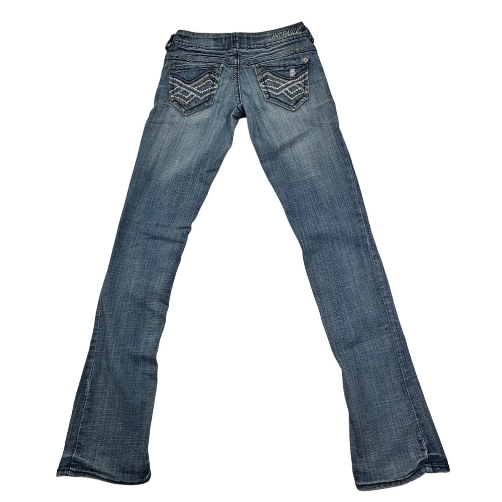 Hydraulic Bailey Micro Boot Jeans Womens 3/4 Medium Wash Distressed Y2K Low Rise